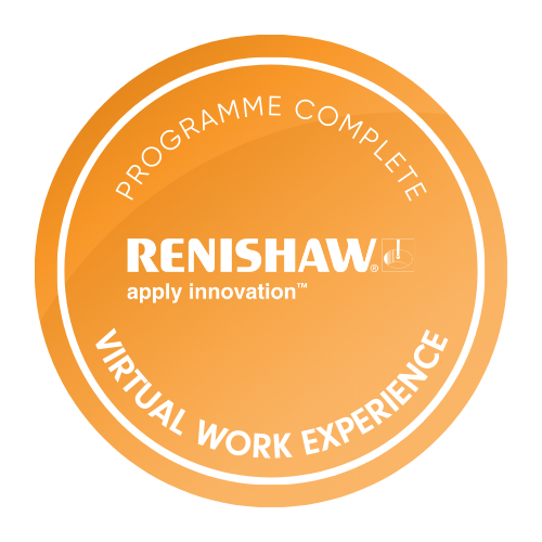 Badge for Renishaw Virtual Work Experience completer